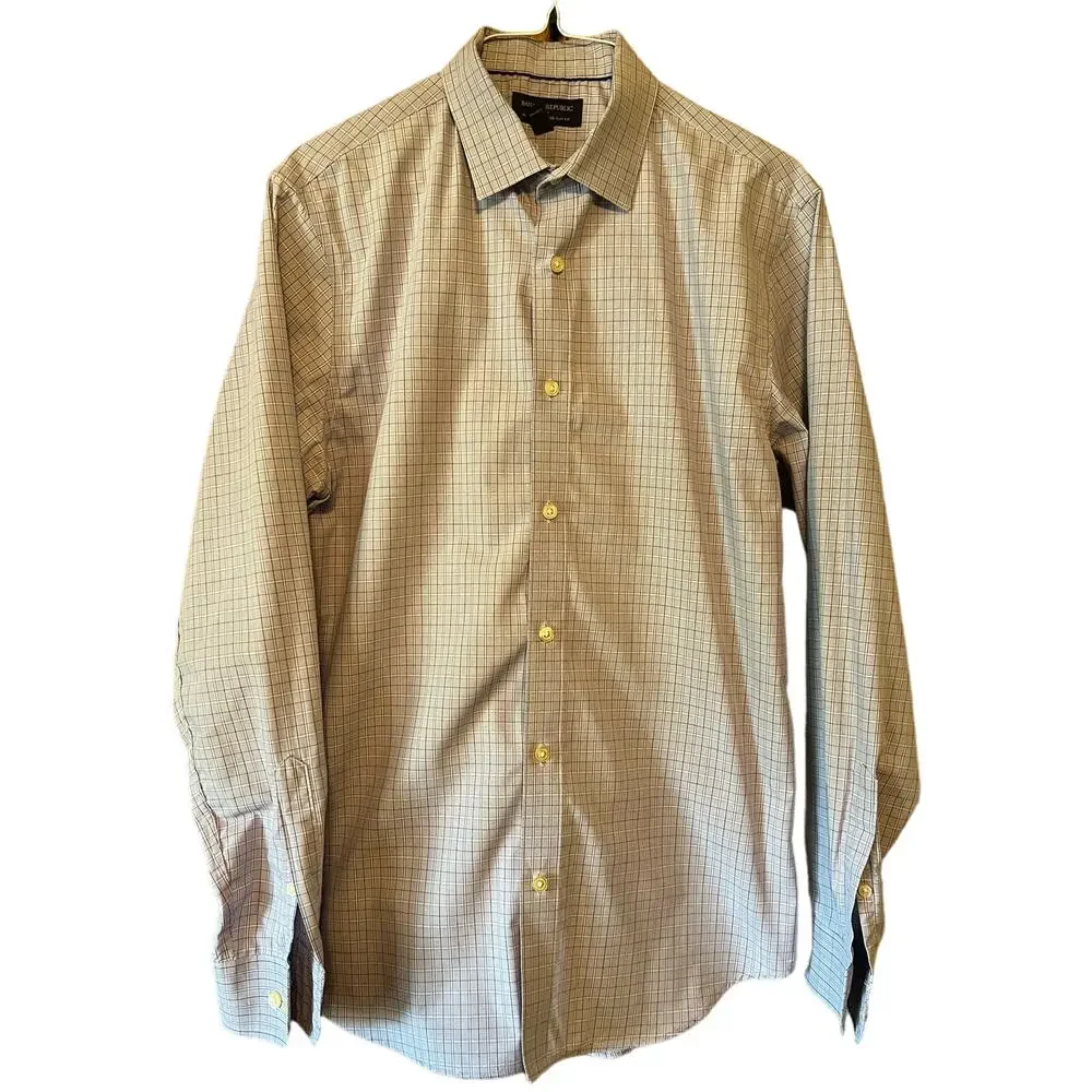 Banana Republic Tailored Slim Fit Blue Plaid Button Down-M
